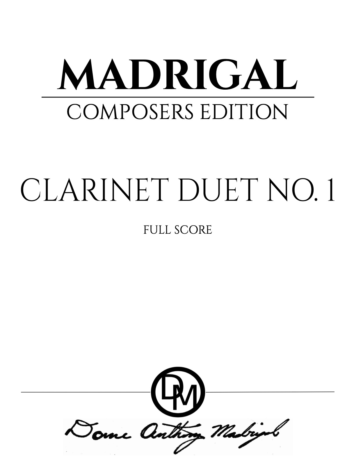 Madrigal,D - CLARINET DUET NO.1 [score] - 29Nov20